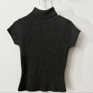 Dark Gray turtleneck sweater short sleeve ribbed M